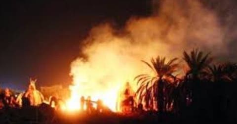 حريق مهول يشب  في واحة ”أسرير”،  على بعد كيلومترات من مدينة كلميم