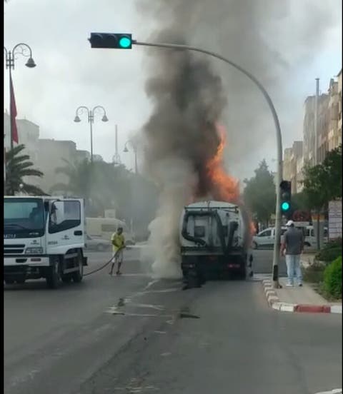 احتراق شاحنة قمامة بشوارع برشيد و الوقاية المدنية في خبر كان