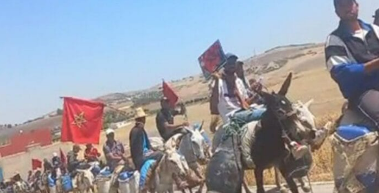 تاونات.. مسيرة  احتجاجية على الحمير لساكنة دواوير بقرية با محمد  