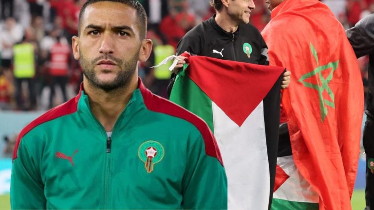 حكيم زياش وعلم فلسطين