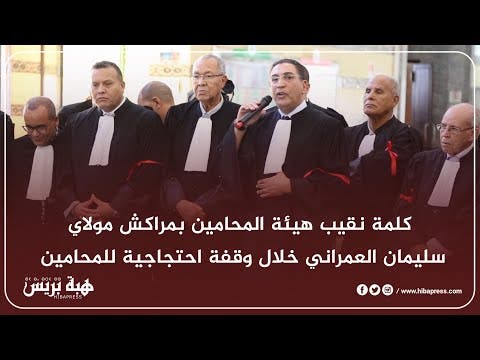 كلمة نقيب هيئة المحامين بمراكش مولاي سليمان العمراني خلال وقفة احتجاجية للمحامين