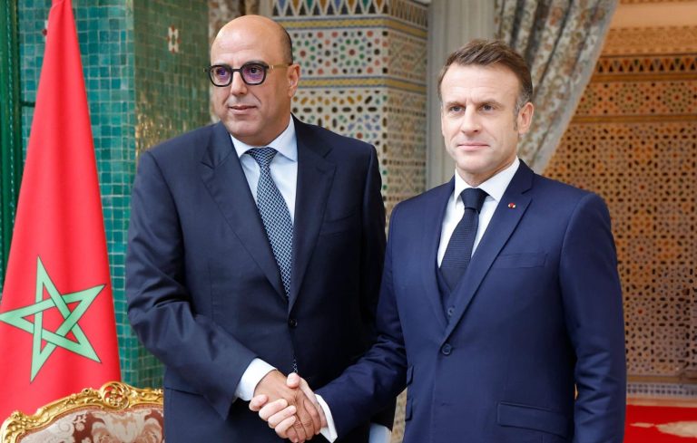 محمد ولد الرشيد رئيس مجلس المستشارين و الرئيس الفرنسي إيمانويل ماكرون