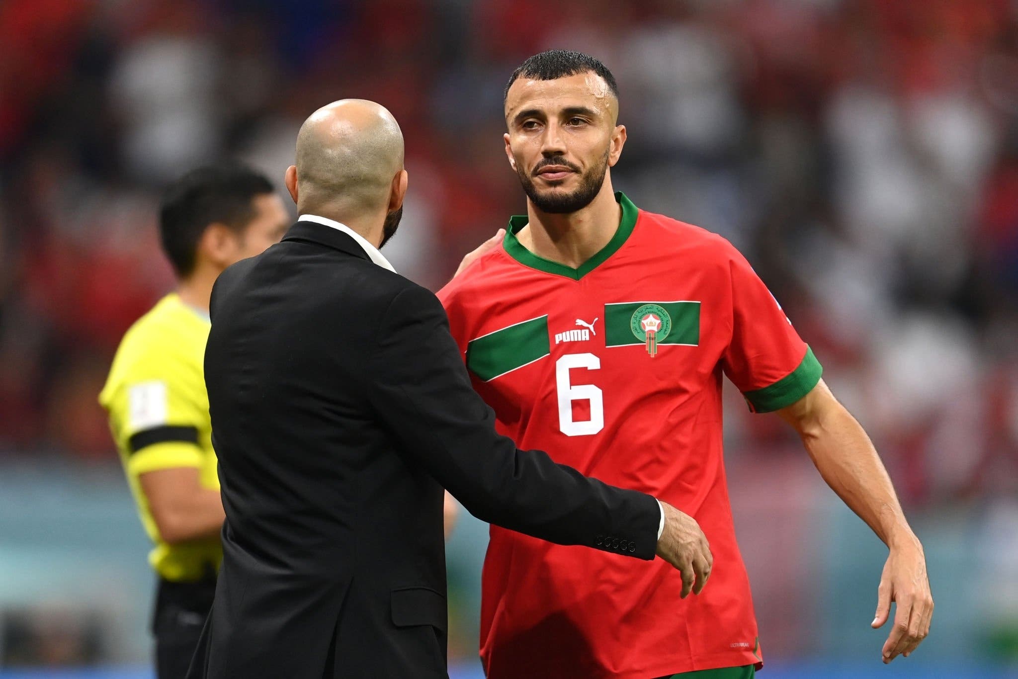 غانم رومان سايس ومدرب المنتخب المغربي وليد الركراكي