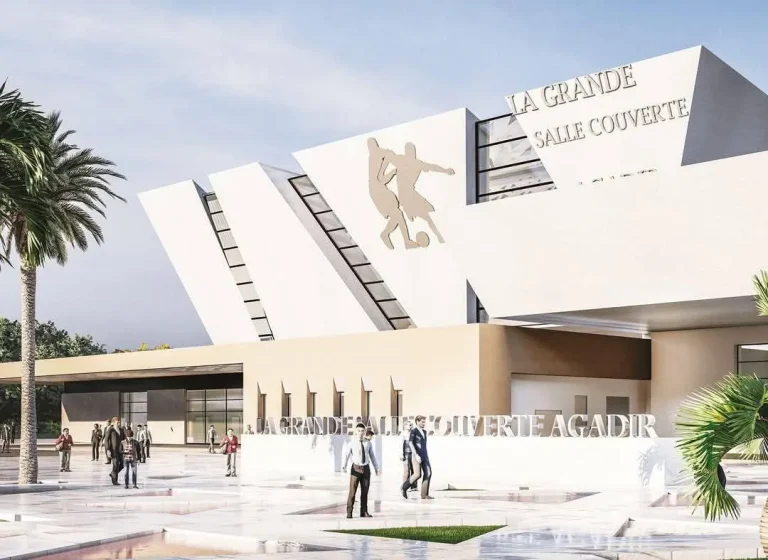 تصميم القاعة المغطاة القريبة من ملعب أدرار بأكادير