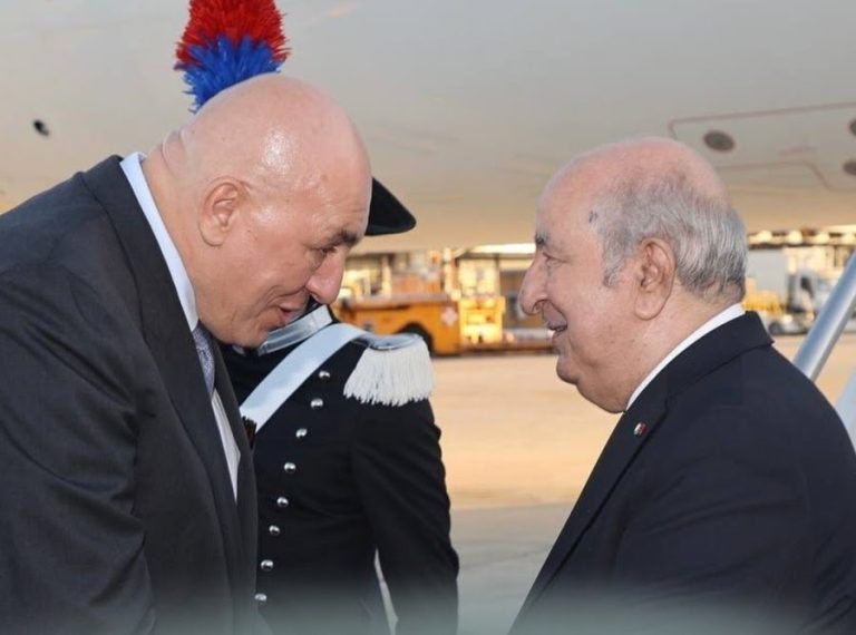 الرئيس الجزائري عبد المجيد تبون مع وزير الدفاع الإيطالي جويدو كروسيتو