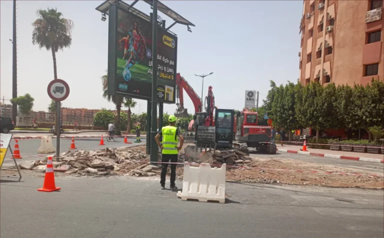 أشغال إعادة تهيئة شارع علال الفاسي بمراكش