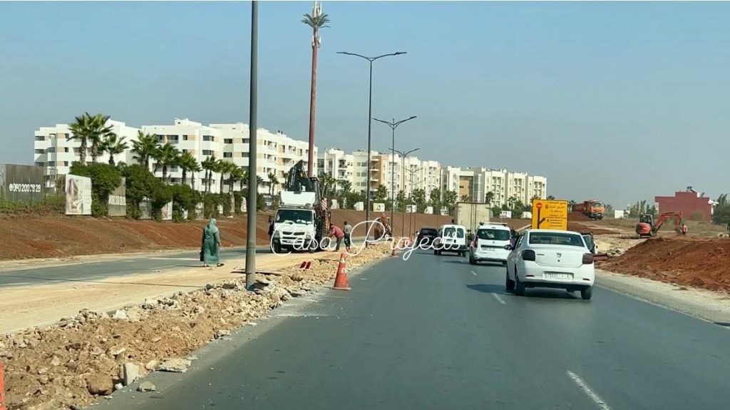 أشغال تهيئة طريق لاروكاد في الدار البيضاء