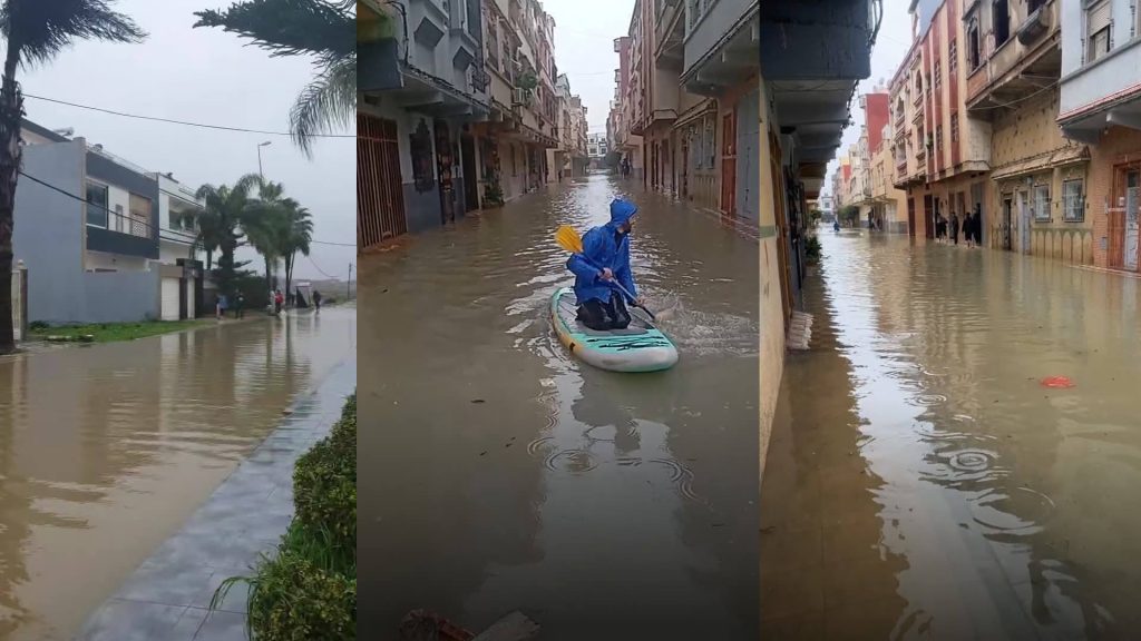 أمطار غزيرة تغرق شوارع مدينة القصر الكبير