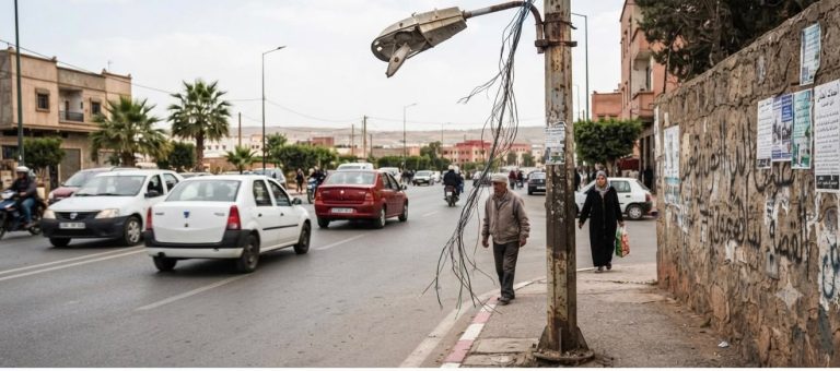 أسلاك مكشوفة وموت محتمل.. عمود إنارة ببني أنصار ينذر بكارثة وشيكة
