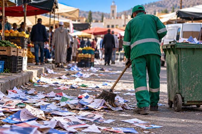 منشورات الحملات الانتخابية تزيد من متاعب عمال النظافة بمدينة سلا