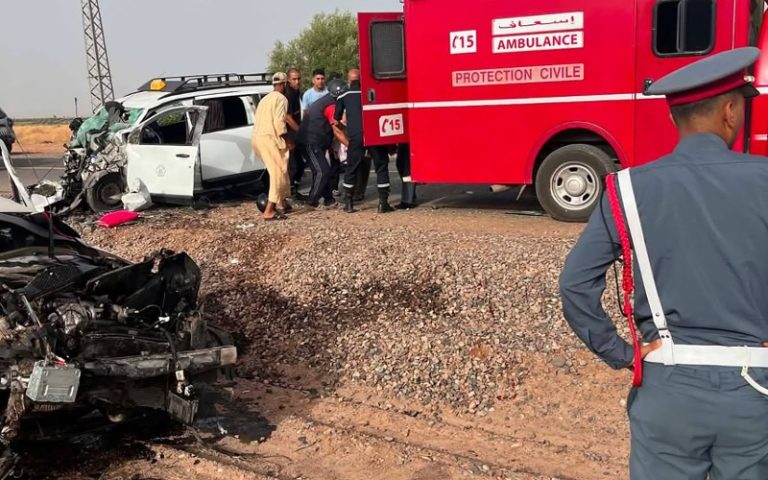 حادثة سير مميتة بين تساوت وبني عامر باقليم قلعة السراغنة - صور